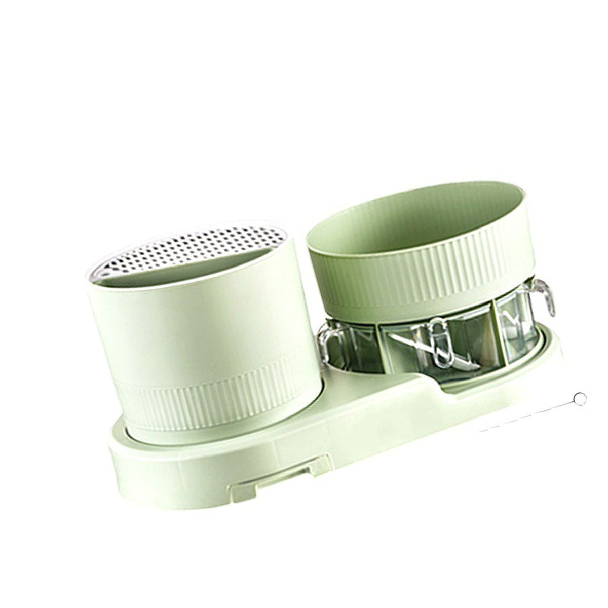 Knife Utensil Holder Kitchen Multifunctional Rotating Rack Knife Holder Chopstick Holder with Drainage Spice Rack Organizer Green