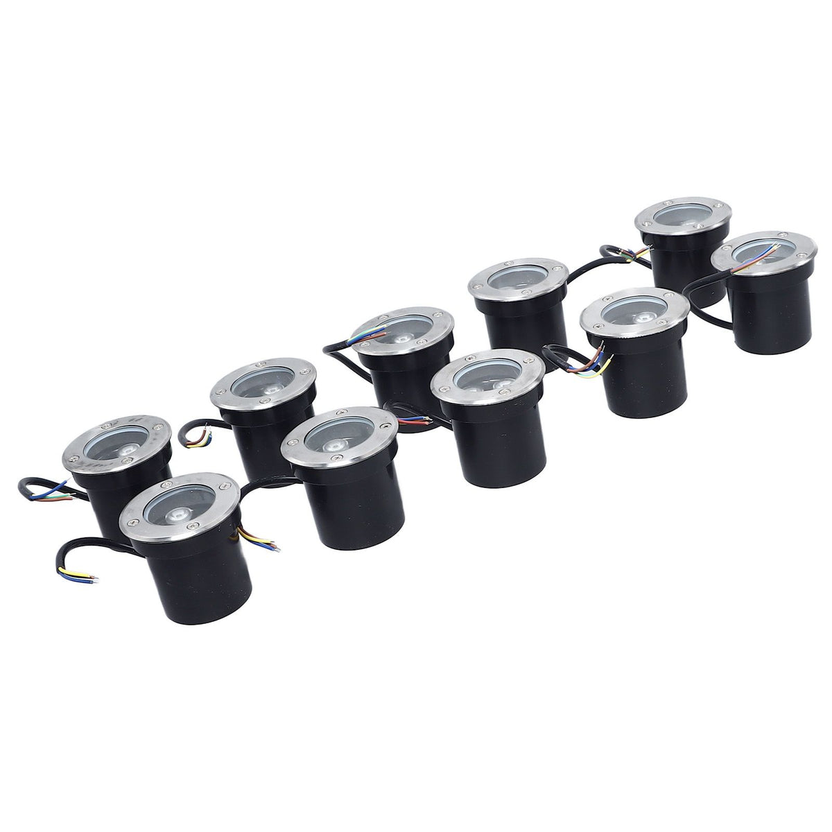 10pcs In Ground Light IP65 Waterproof Recessed LED Ground Lamp for Garden Lawn Deck 85‑265V Warm Light