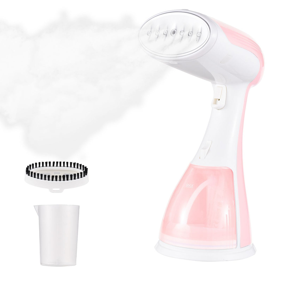 1500W Steamer for Clothes 2 in 1 Fabric Wrinkles Remover and Clothing Iron 35s Fast Heating 300ml Detachable Water Tank Portable Handheld Garment Steamer with Brush for Clothes Fabrics Curtains and Bedding