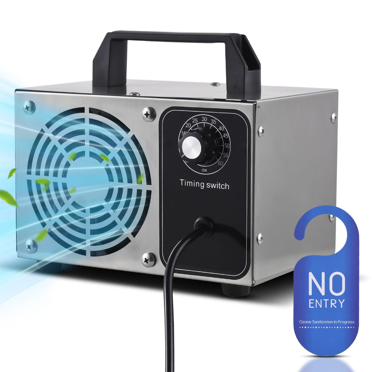 Ozone Generator 60,000mg/h Stainless Steel Ozone Machine Odor Removal Ionizer Air Purifier Ozone for Home Car Pet with Portable Handle 0-60min Timer