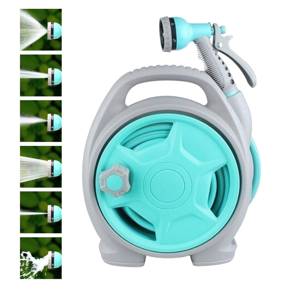 Retractable Garden Hose Reel with 6-in-1 Sprayer Nozzle 49Ft Hose Portable Water Hose Reels with Auto Spray Lock and Pipe Storage Bracket Standard 1/2-3/4'' Pipe Connector for Watering Cleaning