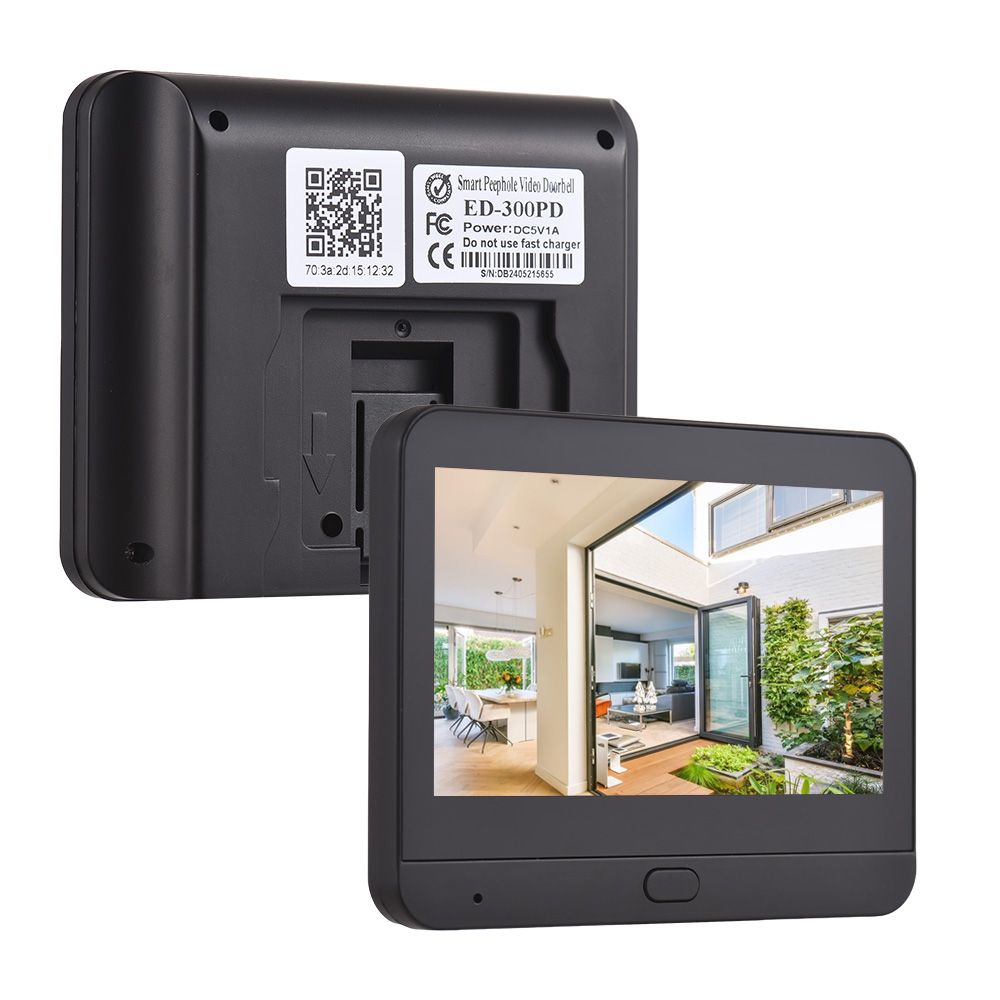 WiFi Video Doorbell for Apartment Peephole Camera 4.3-inch Color Display Screen Smart TY APP 1080P PIR Motion Detection Alarm Camera Night Viewing 2-Way Intercom 120° Wide Angle 5000mAh Rechargeable
