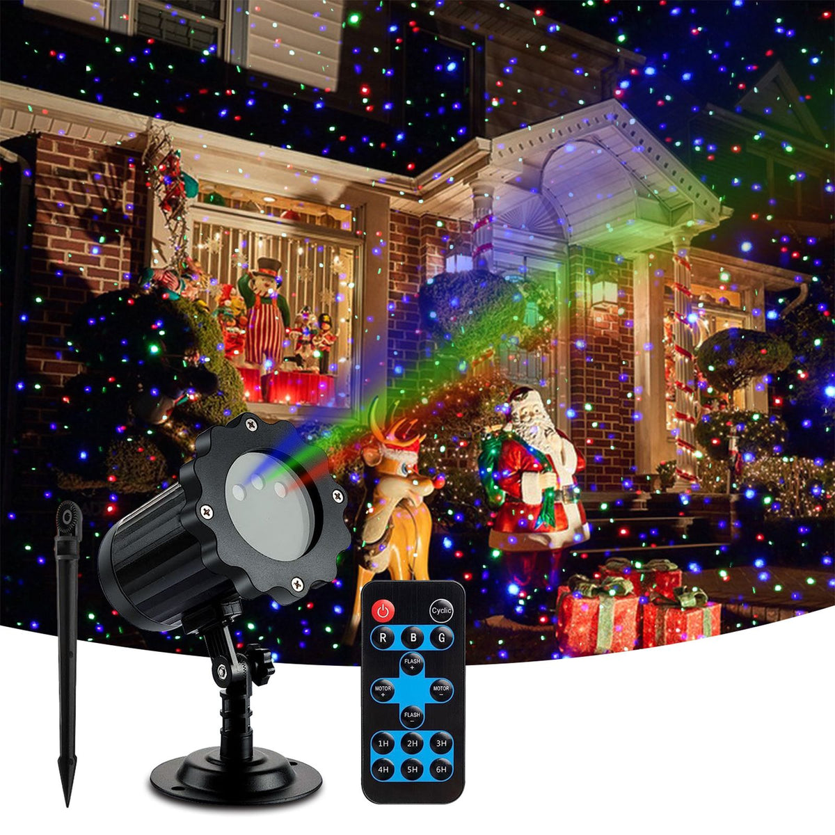 Outdoor Garden Christmas Light Projector 3 Light Colors Red Green Blue Remote Control Waterproof IP65 Holiday Decorative Lighting