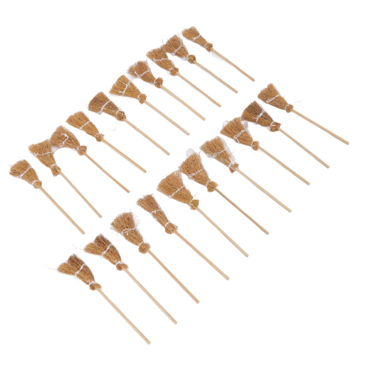 20pcs Mini Witch Broom White Rope Decoration DIY Mini Witch Miniature Witch Broom for Halloween Party Stage Performance