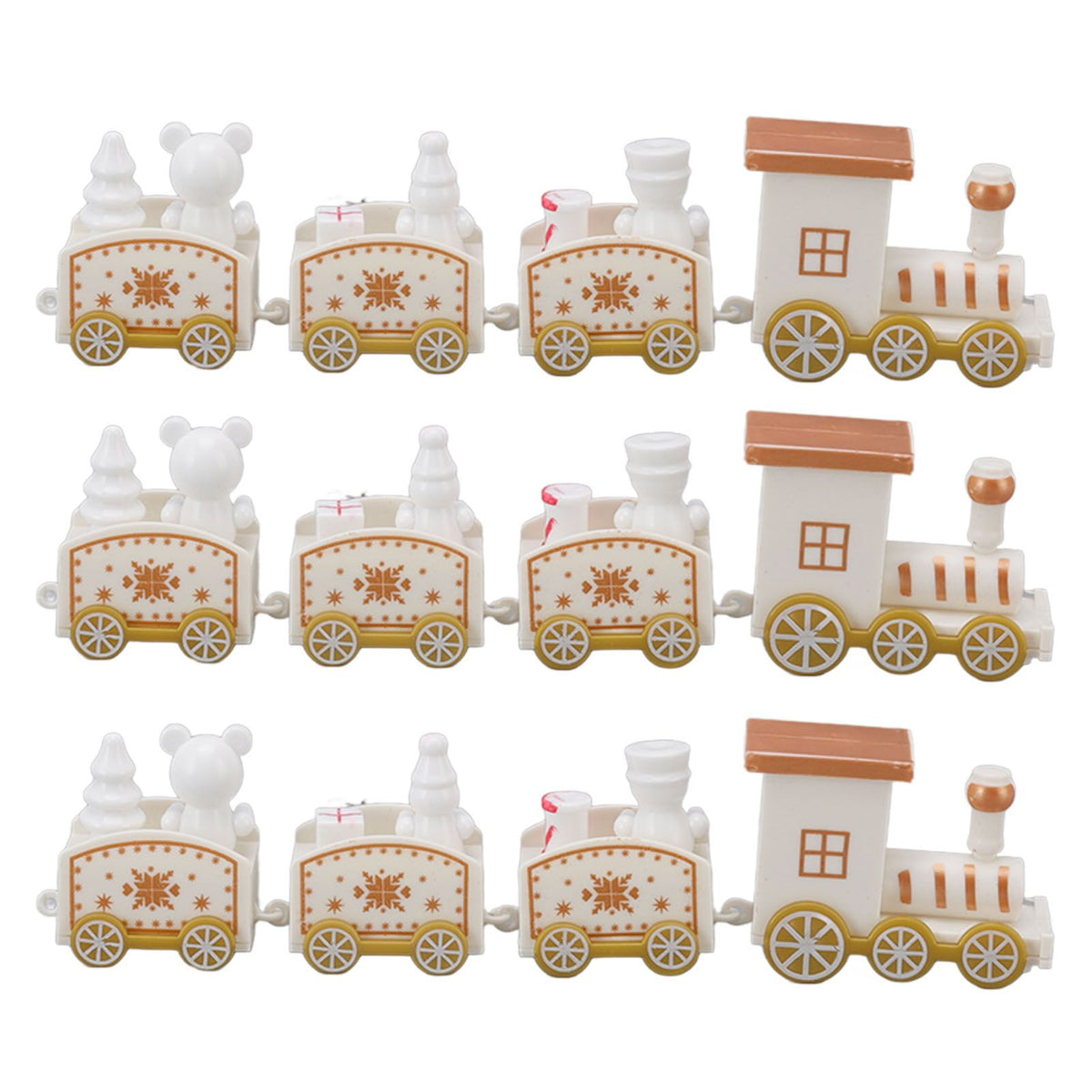 3 Sets Small Train Christmas Decorations Exquisite Mini Train Decor Set Christmas Decoration Props White