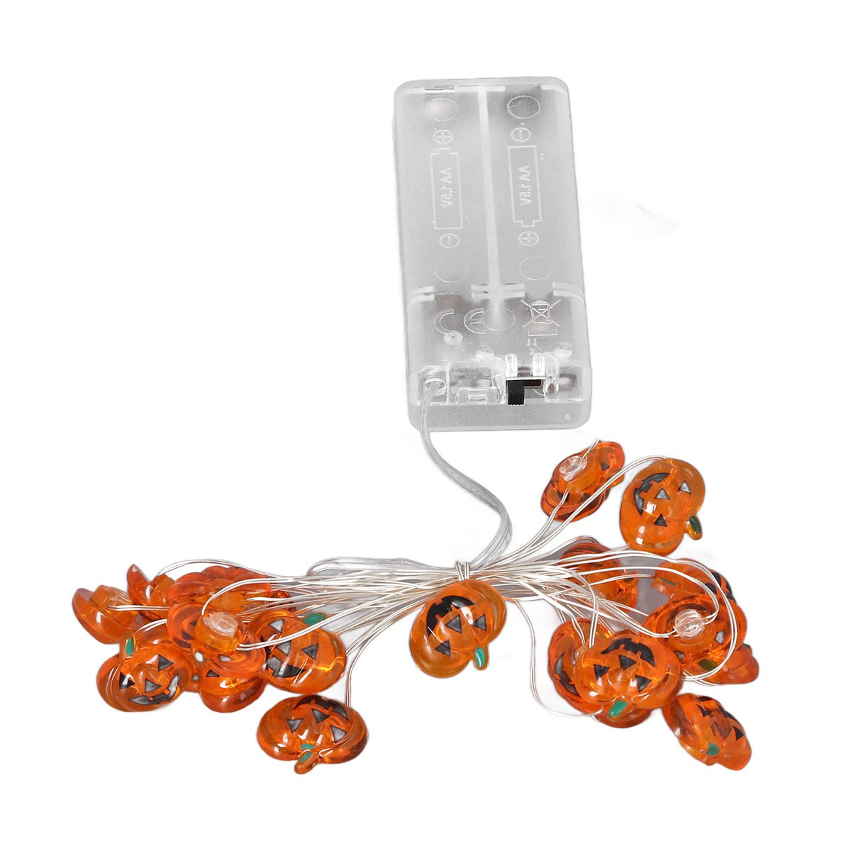 Pumpkin Lights String 2m Long 20pcs LED Copper Wire DIY Battery Powered Decorative Halloween Decor for Indoor Outdoor