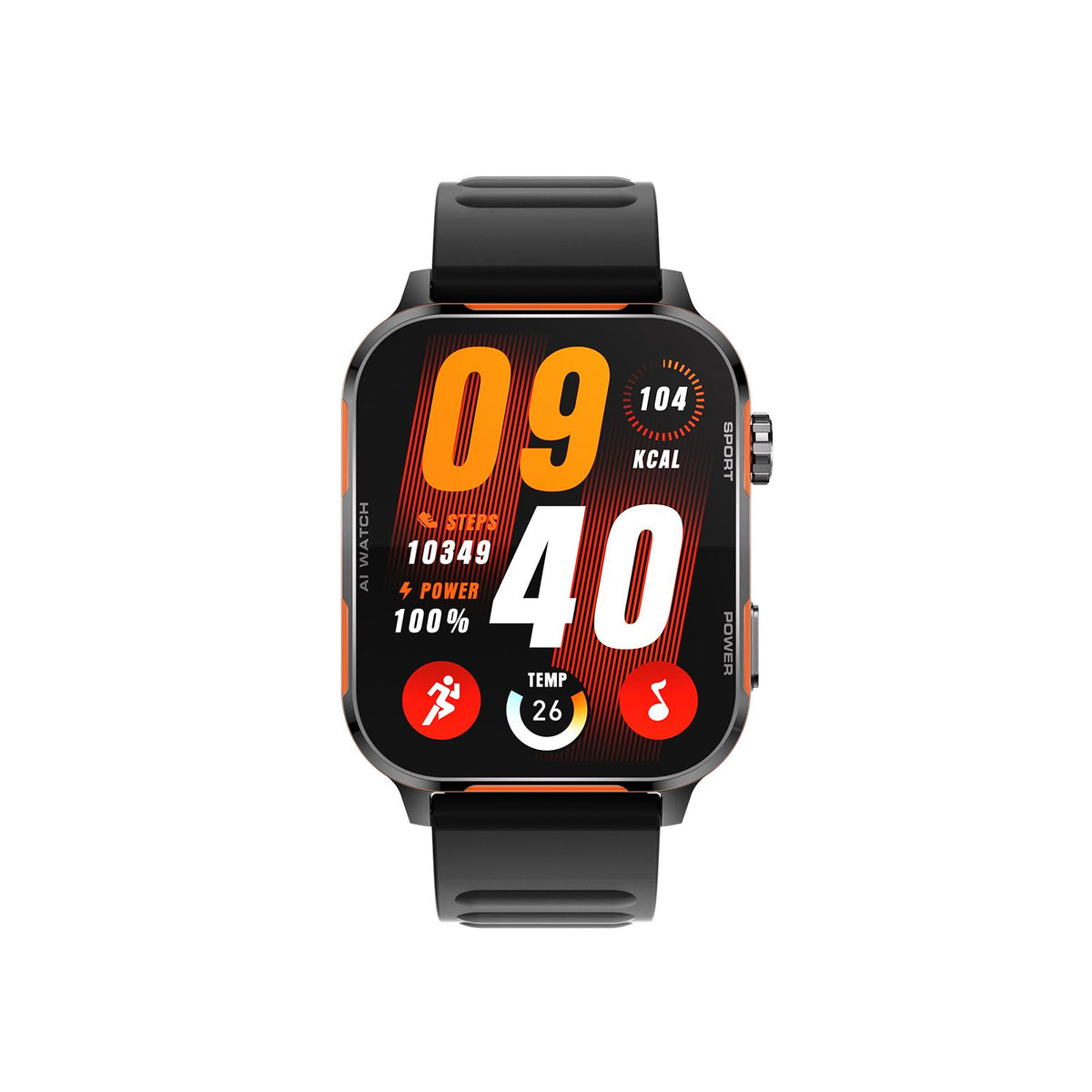 AI-WATCH2 Full Touch Screen Smart Fitness Watch for Men Women,black