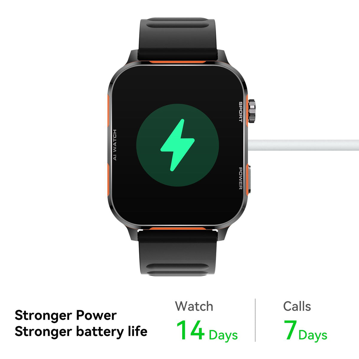 AI-WATCH2 Full Touch Screen Smart Fitness Watch for Men Women,black