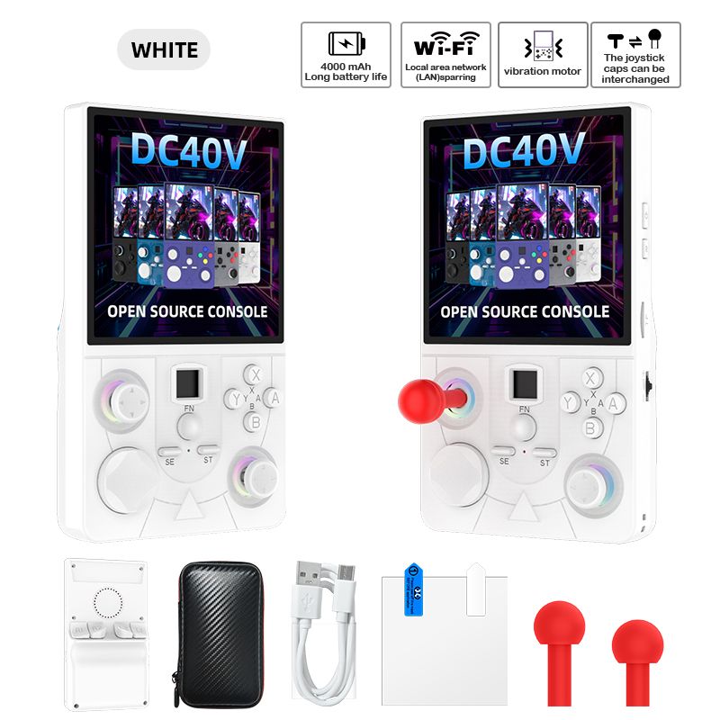 DC40V Retro Handheld Game Console, 4 Inch IPS Display, 64GB 20000+ Preloaded Retro Games,white