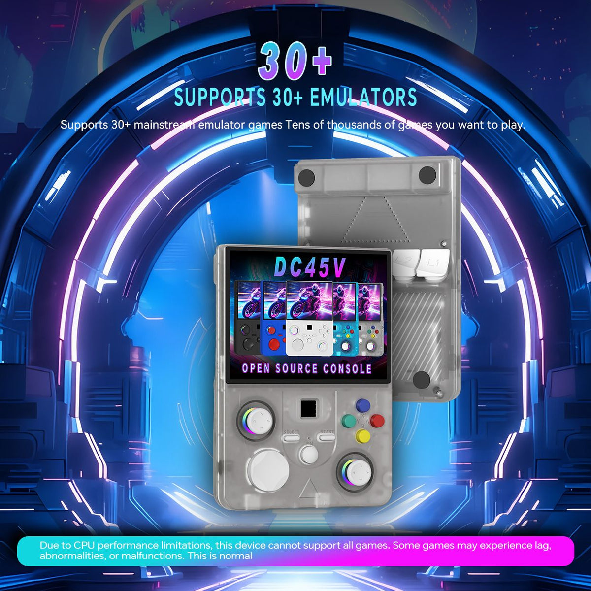 DC45V Retro Handheld Game Console, 4.5‑Inch HD IPS Full View Screen,blue