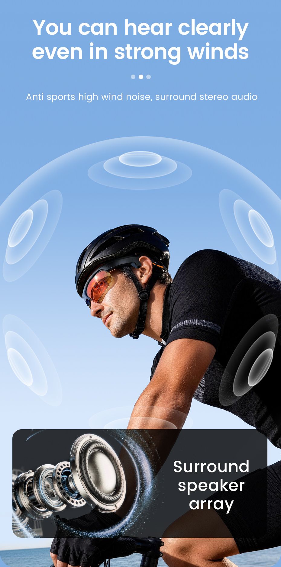E08 Smart Bluetooth Cycling Sunglasses with Camera, UV400 Outdoor Sports Glasses,orange
