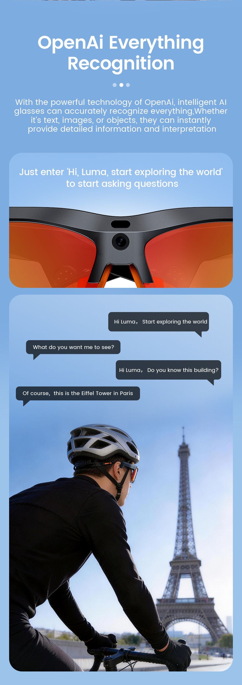 E08 Smart Bluetooth Cycling Sunglasses with Camera, UV400 Outdoor Sports Glasses,orange