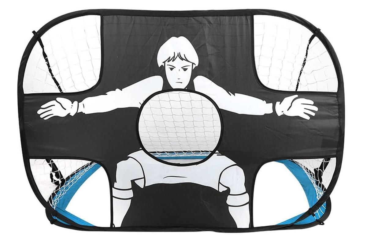 2 in 1 Portable Foldable Soccer Goal with Detachable Target - Blue