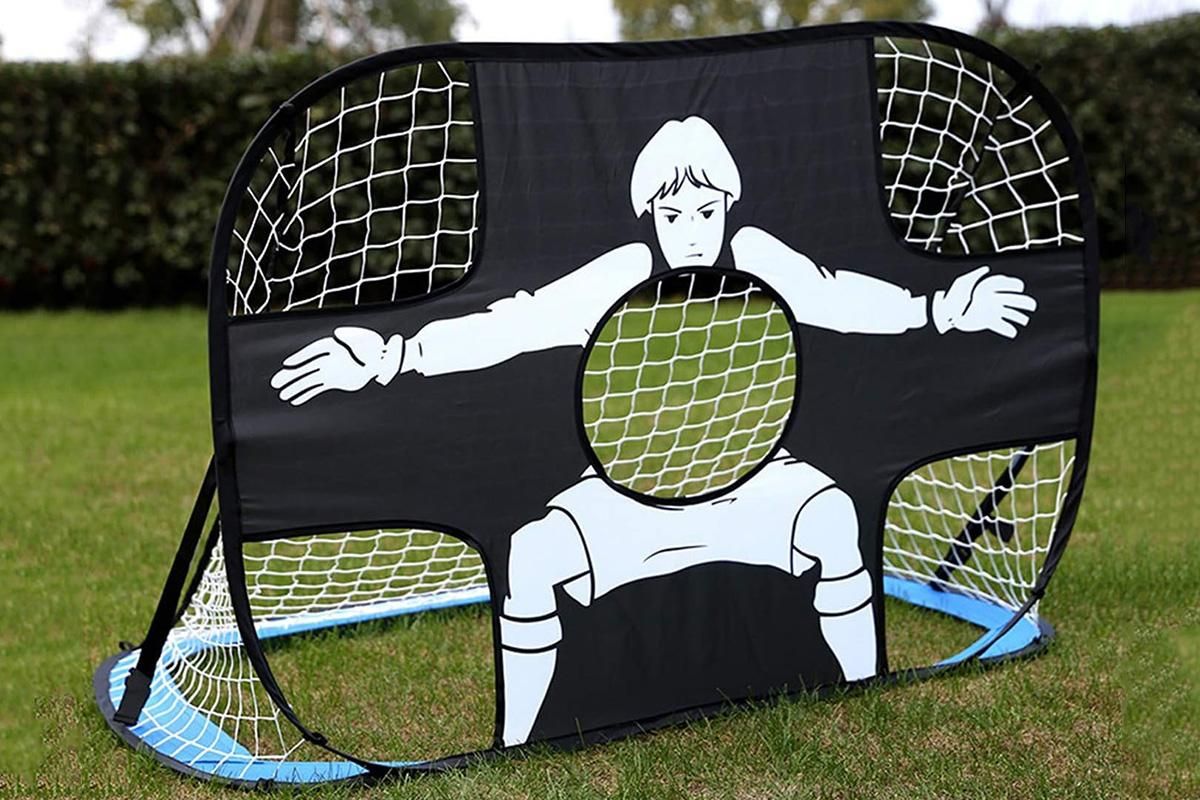 2 in 1 Portable Foldable Soccer Goal with Detachable Target - Blue