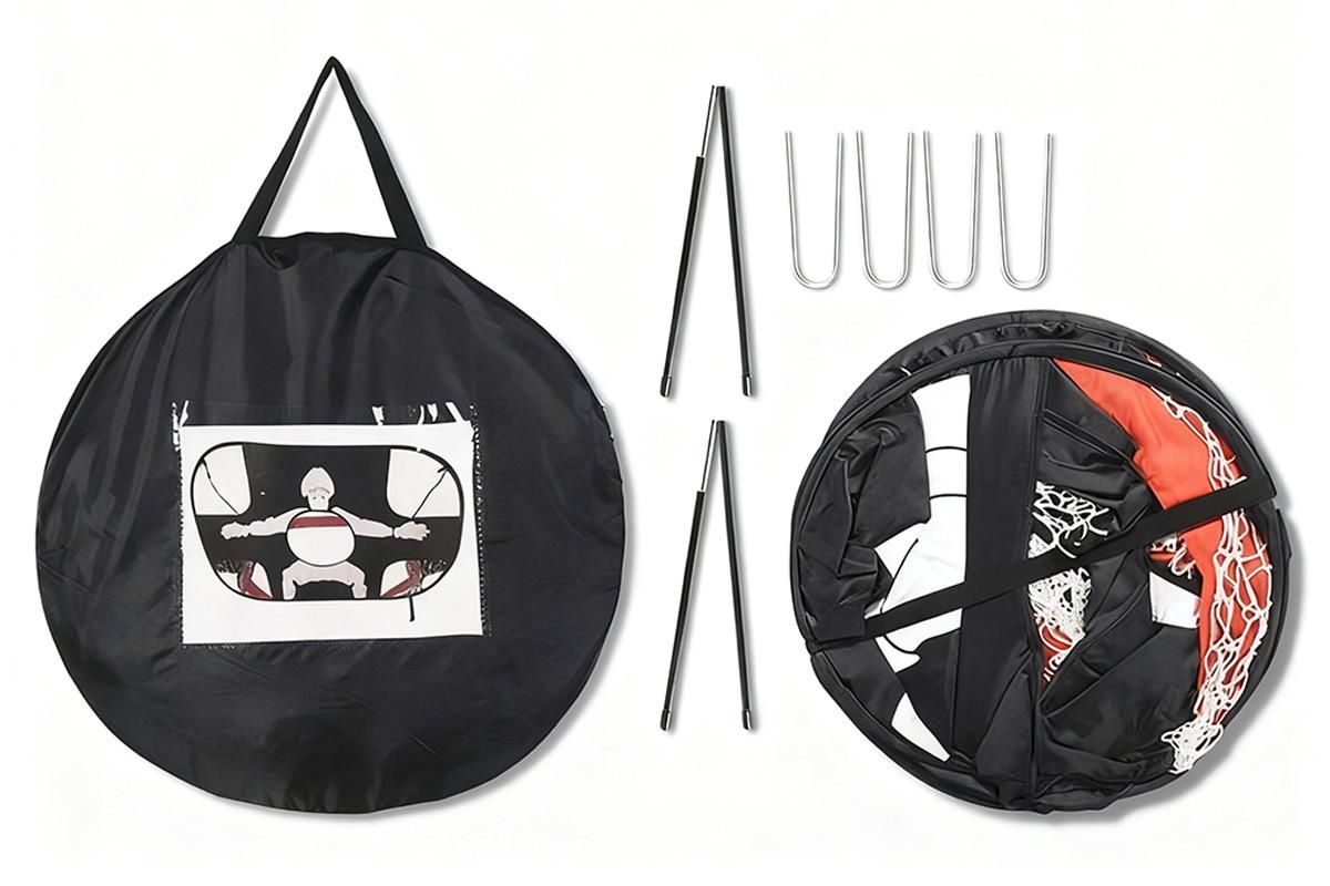 2 in 1 Portable Foldable Soccer Goal with Detachable Target - Red
