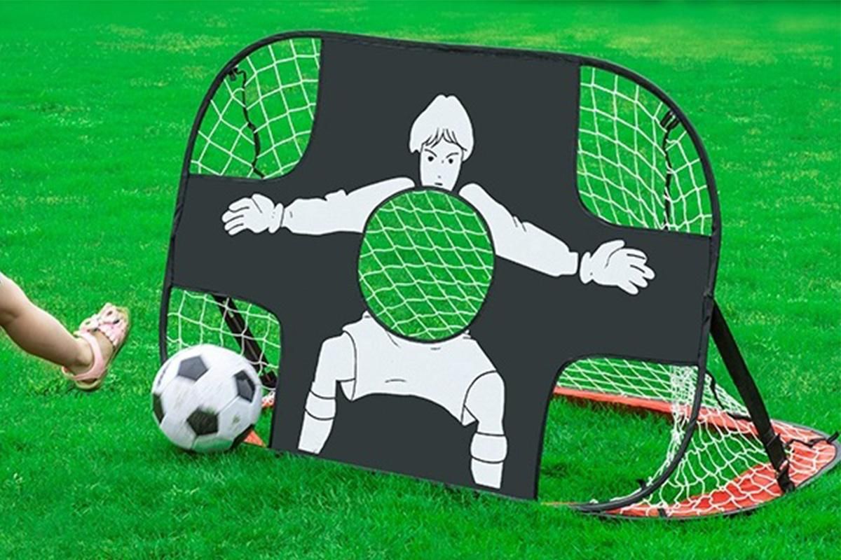2 in 1 Portable Foldable Soccer Goal with Detachable Target - Red