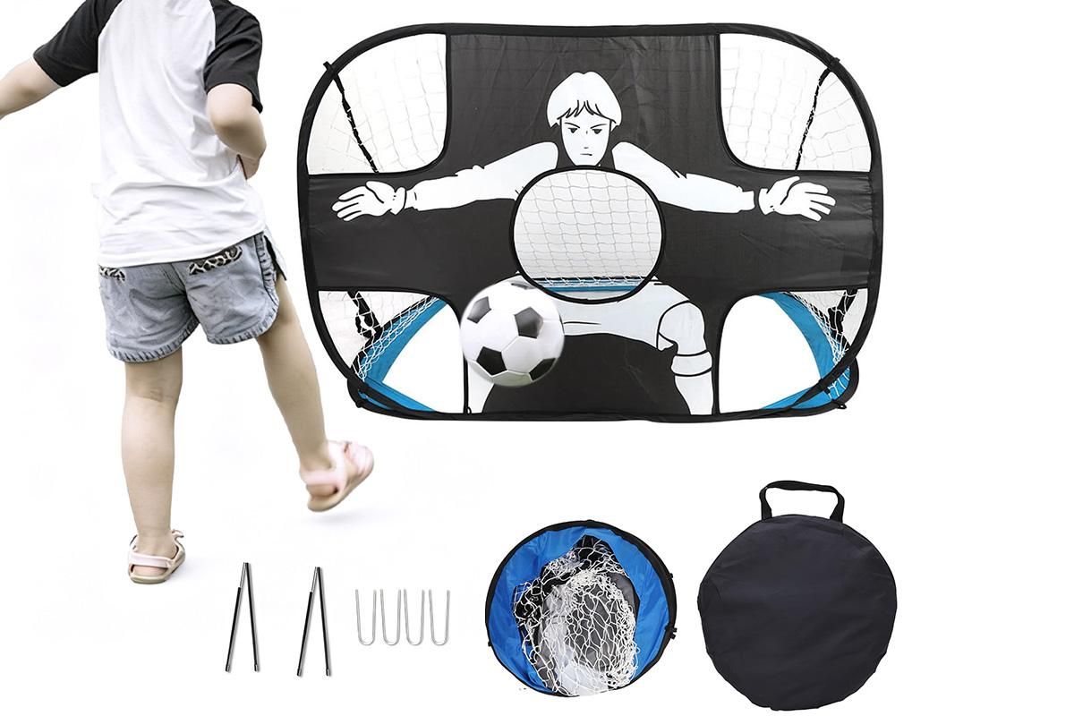 2 in 1 Portable Foldable Soccer Goal with Detachable Target - Red