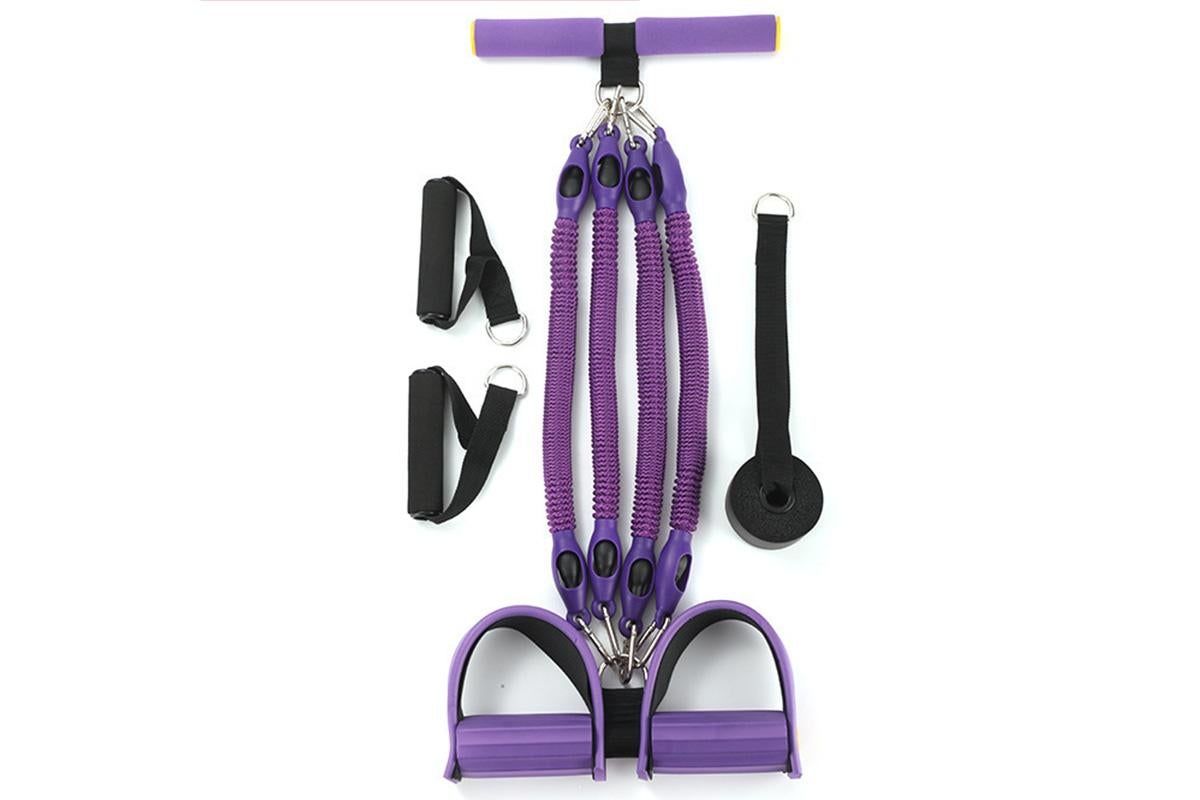 1 Set 4-in-1 Resistance Band Pedal Puller for Sit-Up Home Gym Yoga Pilates - 4 Tubes