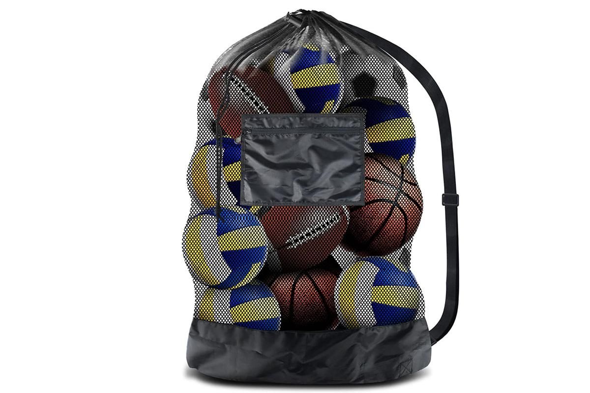 Extra Large Sport Ball Bag Heavy Duty Breathable Mesh Storage Bag With Adjustable Shoulder Strap - Style 2