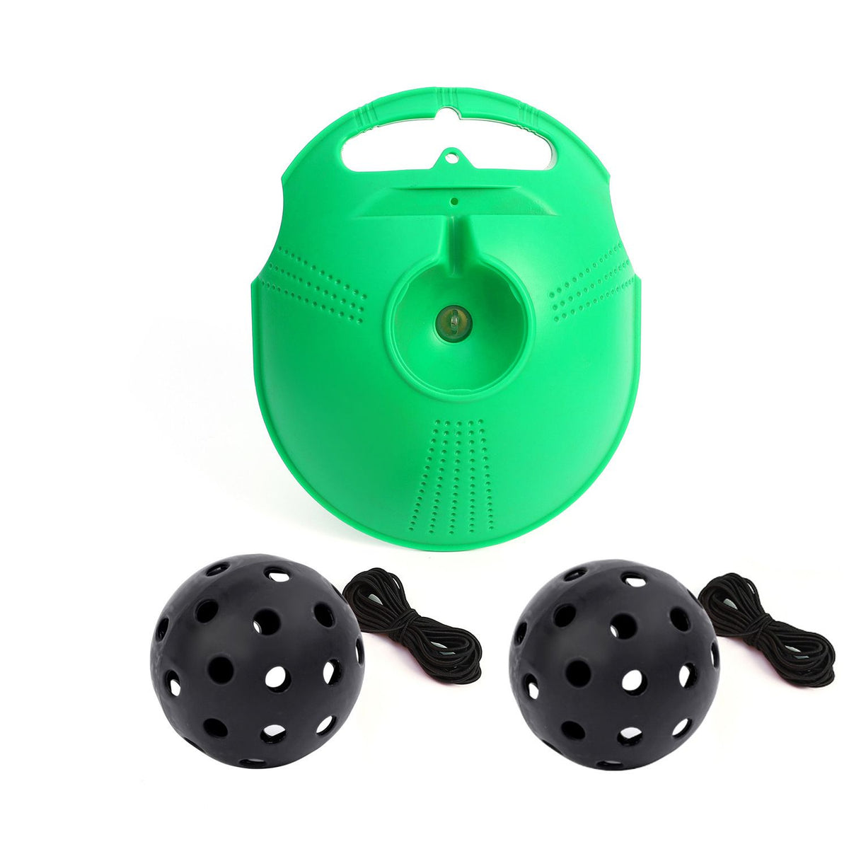 Pickleball Trainer Rebound Practice Set with Baseboard 2 Balls Elastic Rope Solo Training Equipment - Black