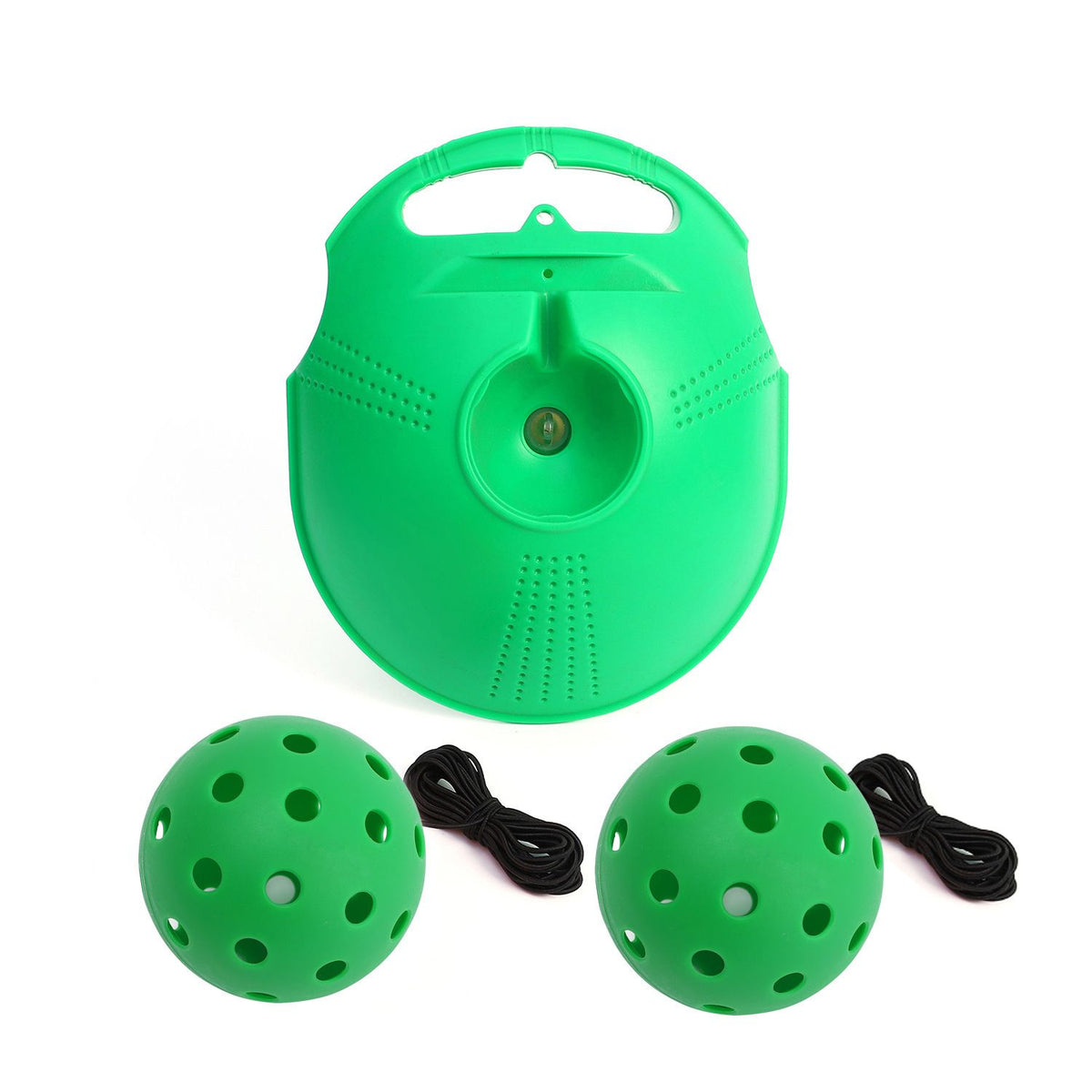 Pickleball Trainer Rebound Practice Set with Baseboard 2 Balls Elastic Rope Solo Training Equipment - Dark Green