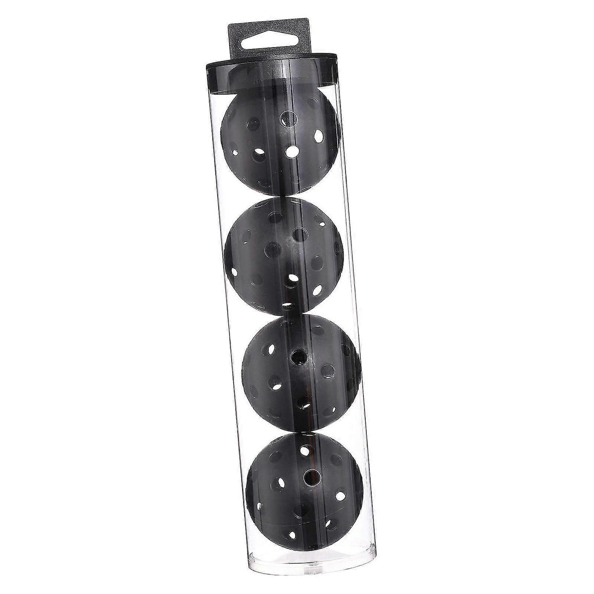 Outdoor Pickleballs 4 Pack PE Pickleball Balls 40-Hole 74mm Durable Seamless Training Balls - Black