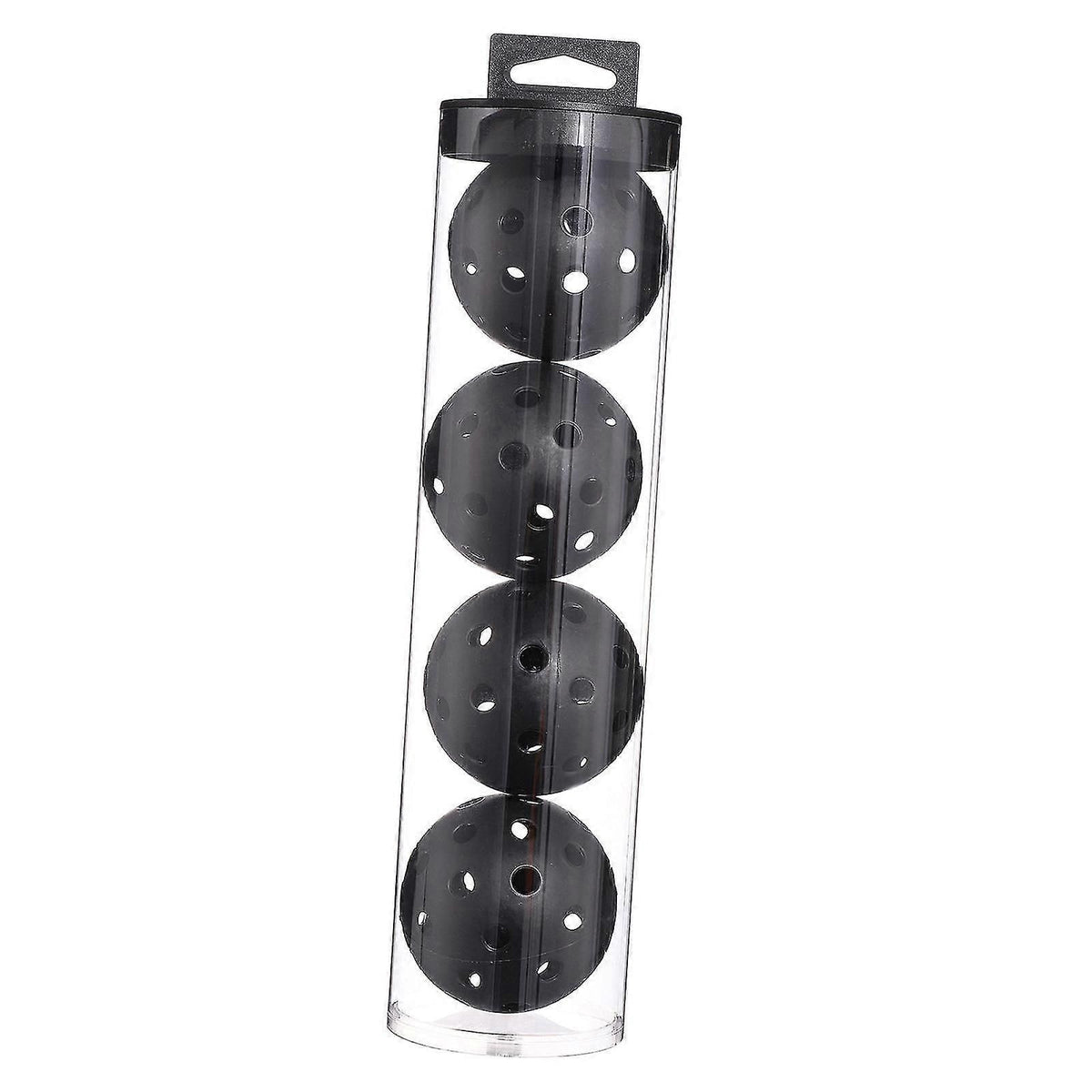 Outdoor Pickleballs 4 Pack PE Pickleball Balls 40-Hole 74mm Durable Seamless Training Balls - Black