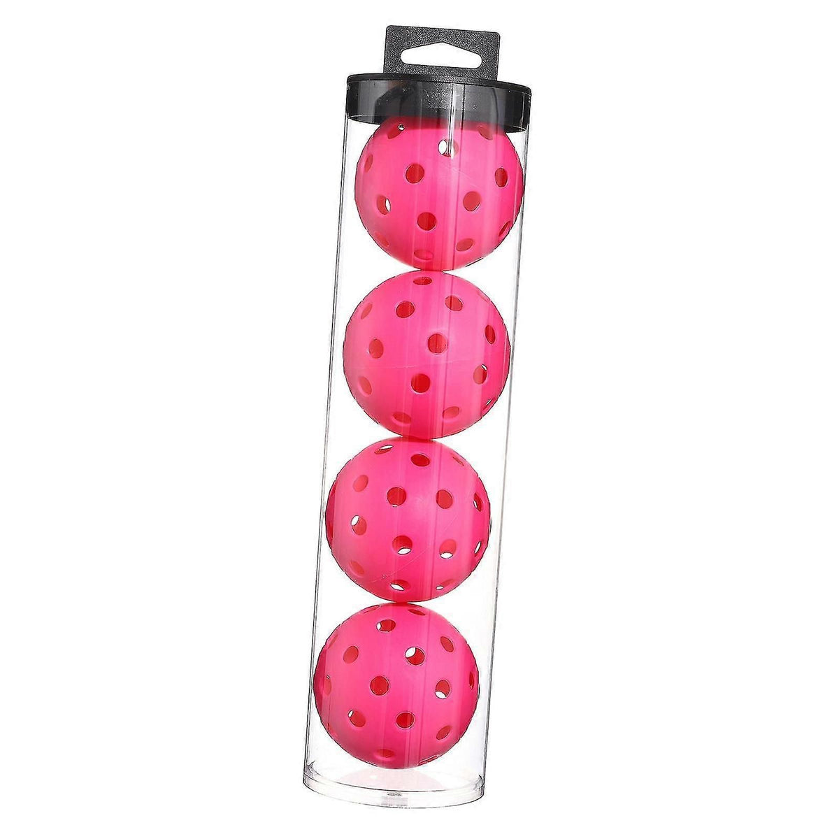 Outdoor Pickleballs 4 Pack PE Pickleball Balls 40-Hole 74mm Durable Seamless Training Balls - Rose Red