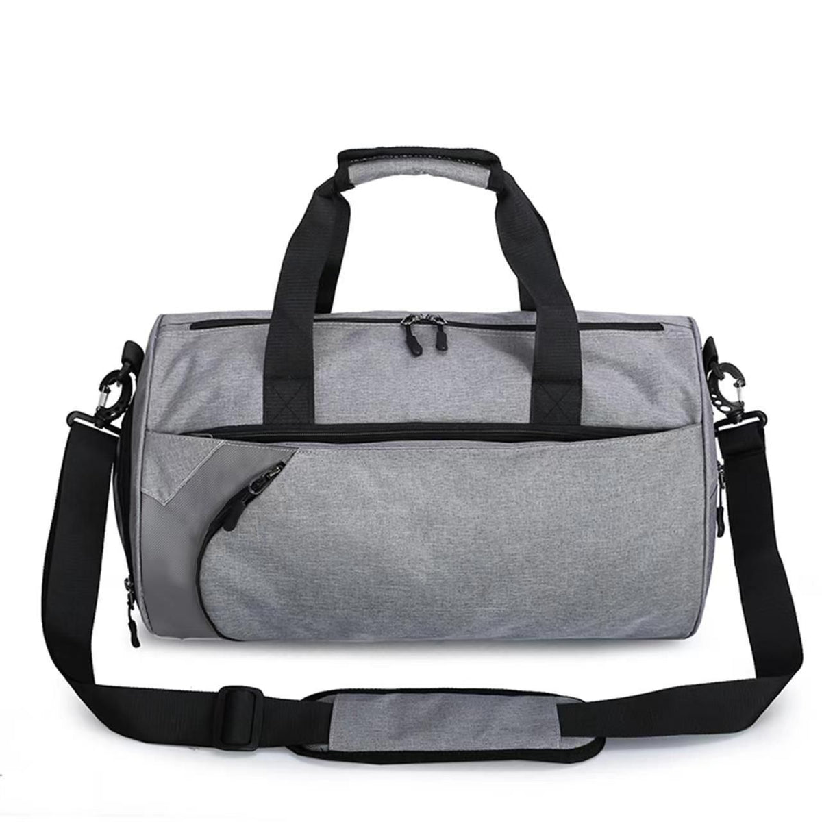 Sports Gym Bag 43x26x26cm Nylon Duffle Bag with Shoe Compartment Wet Dry Separation - Gray