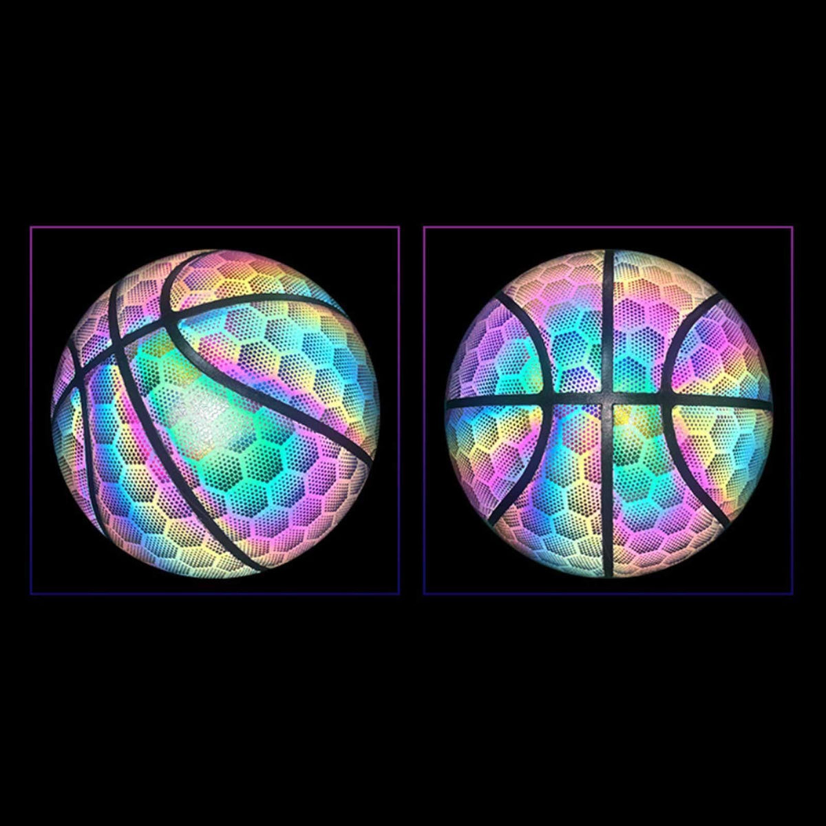 Reflective Luminous Glow Basketball Wear-Resistant PU Big hexagon 1Pc