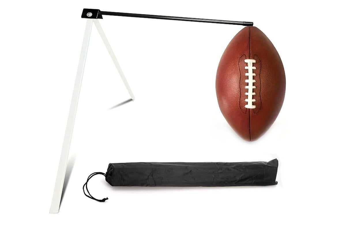 Football Kicking Tee Metal Place Kicking Stand for Field Goal Kicks -White