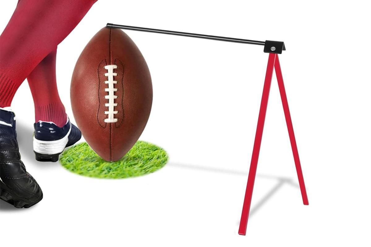 Football Kicking Tee Metal Place Kicking Stand for Field Goal Kicks -Red
