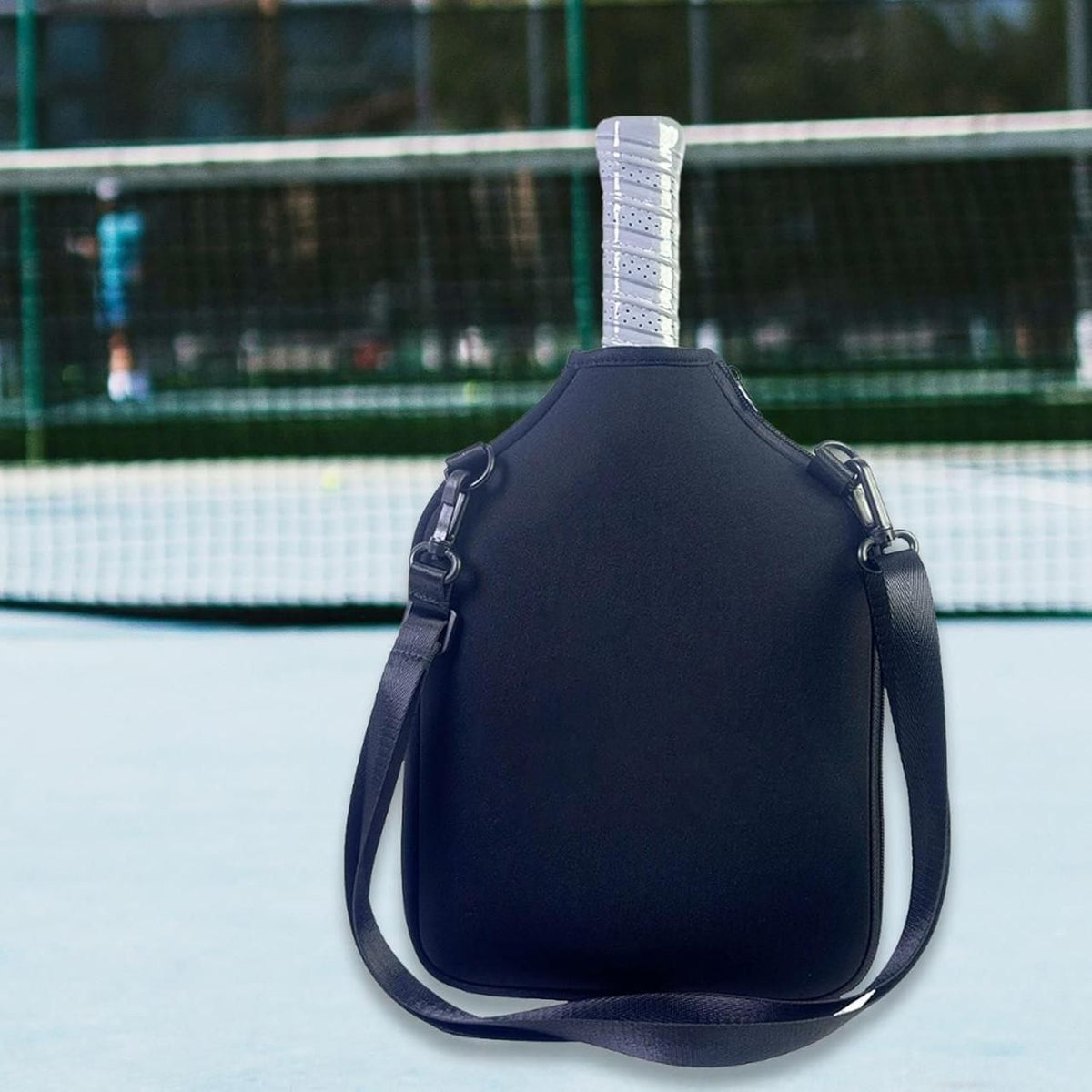 Neoprene Tennis & Pickleball Paddle Bag Lightweight Protective Carry Case with Shoulder Strap - Black