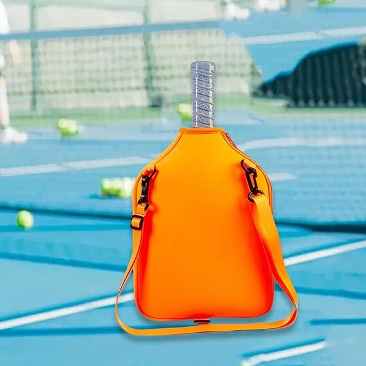 Neoprene Tennis & Pickleball Paddle Bag Lightweight Protective Carry Case with Shoulder Strap - Orange