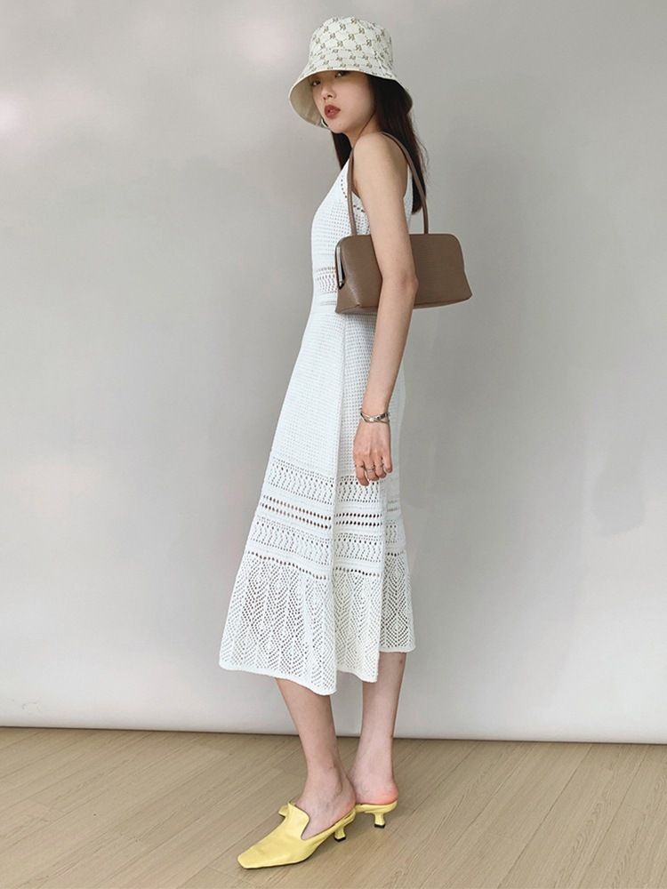 Women Dress Wool Blend A Line Slim Fit White M Size: M; Height (cm): 160-165; Weight (kg): 50-55; Bust (cm): 86-90; Waist (cm): 70-74; Shoulder width (cm): 38; Length (cm): 60