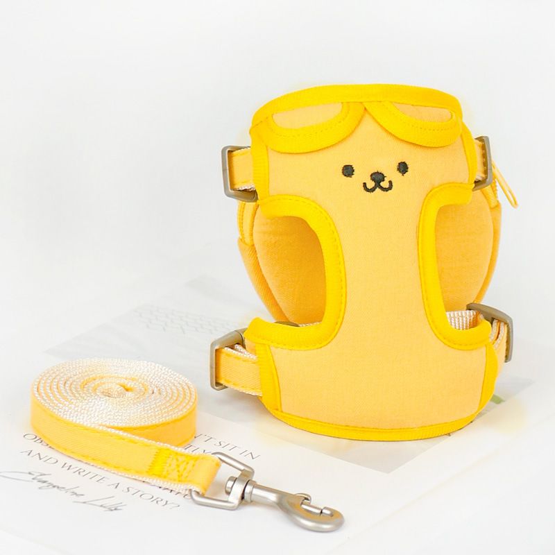 Zichen Nylon Dog Harness Leash w/ Detachable Bag Vest Yellow (ear) bag detachable 1.0(S code fits 1.50 kg-3.50 kg