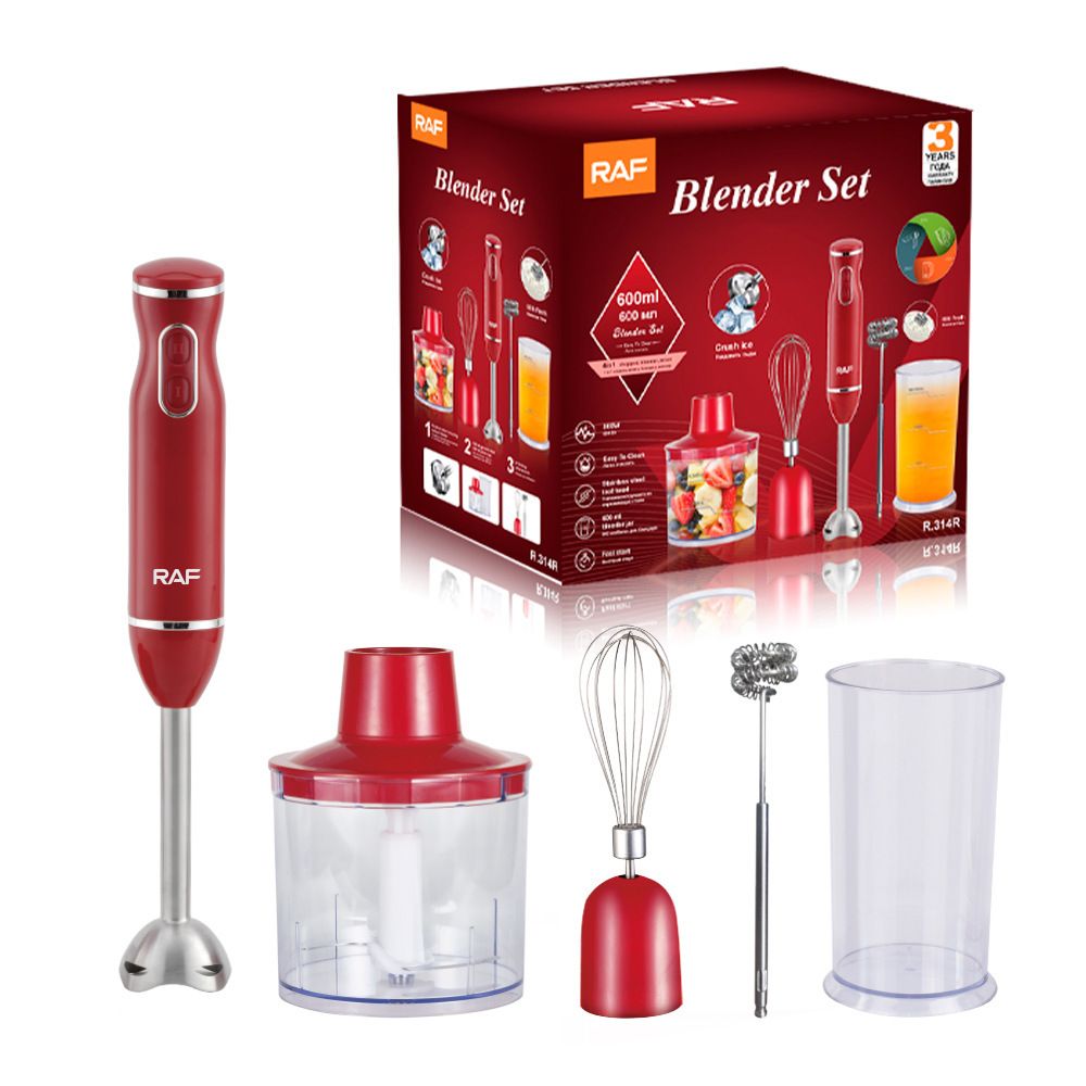 4-in-1 Multifunctional Handheld Immersion Blender Set with Egg Whisk, Chopper, Milk Frother and 700ml Beaker for Smoothies, Baby Food, Meat Mincing and Baking (Black)