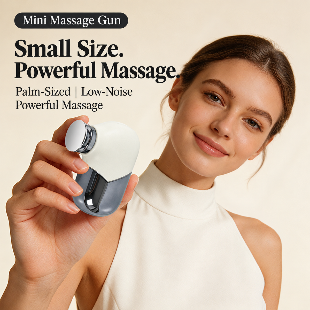 Mini Portable Pocket Massage Gun with Brushless Motor, Four Speed Settings, USB-C Rechargeable, Quiet Operation, Ergonomic Palm-Sized Design for Office, Home, Travel and Post-Workout Muscle Relaxation (Pink)