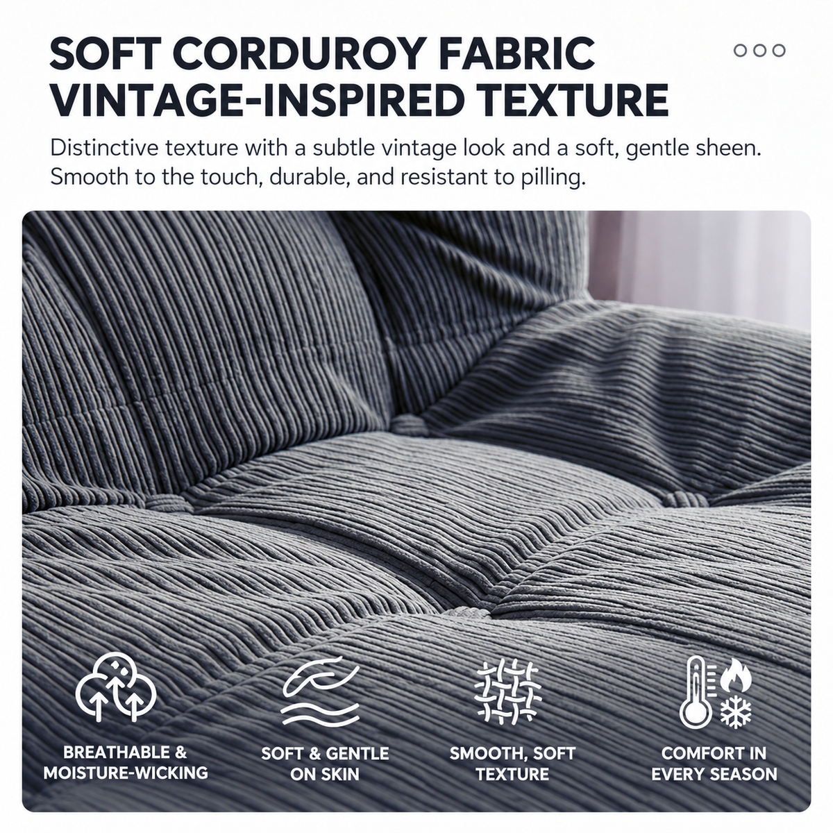 Convertible Folding Sofa Bed with Pumpkin Design, Corduroy Fabric, 3D Tufted Backrest, and Cylindrical Pillow for Living Room, Guest Room, and Small Apartments (Black)