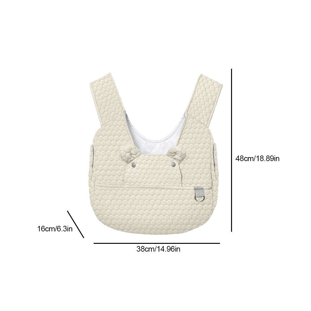 Snuggle Paws Front-Facing Pet Carrier Backpack – Hands-Free Cat & Dog Sling Bag for Travel, Hiking and Daily Outings, Breathable Quilted Cotton, Fluffy Cartoon Charm, Ideal for Small Pets (LightGrey)