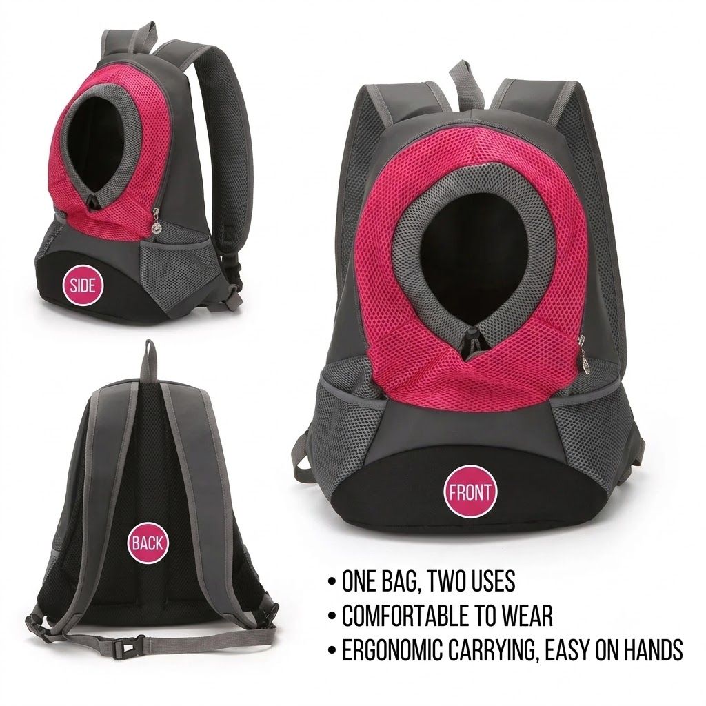 Ventilated Small Pet Carrier Backpack – Hands-Free Nylon Travel Bag with Adjustable Head Opening and Side Pockets, Ideal for Walking, Hiking and Daily Outings with Small Dogs and Cats (S, Yellow)