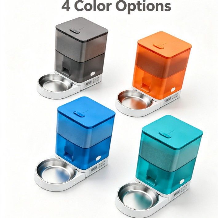 Smart Pet Feeder with WiFi and Button Control, 4L Automatic Cat and Dog Food Dispenser with Removable Stainless Steel Bowl, Ideal for Busy Owners, Travel, and Home Use (Orange, Button Version)
