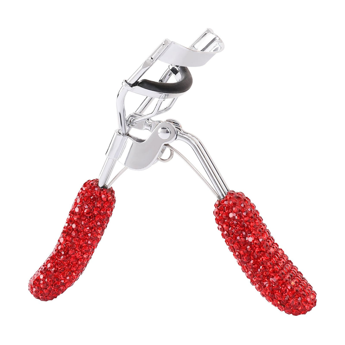 Rhinestone Eyelash Curler with Silicone Pad Portable Wide-Angle Beauty Tool for Daily Makeup and Lash Styling (White)