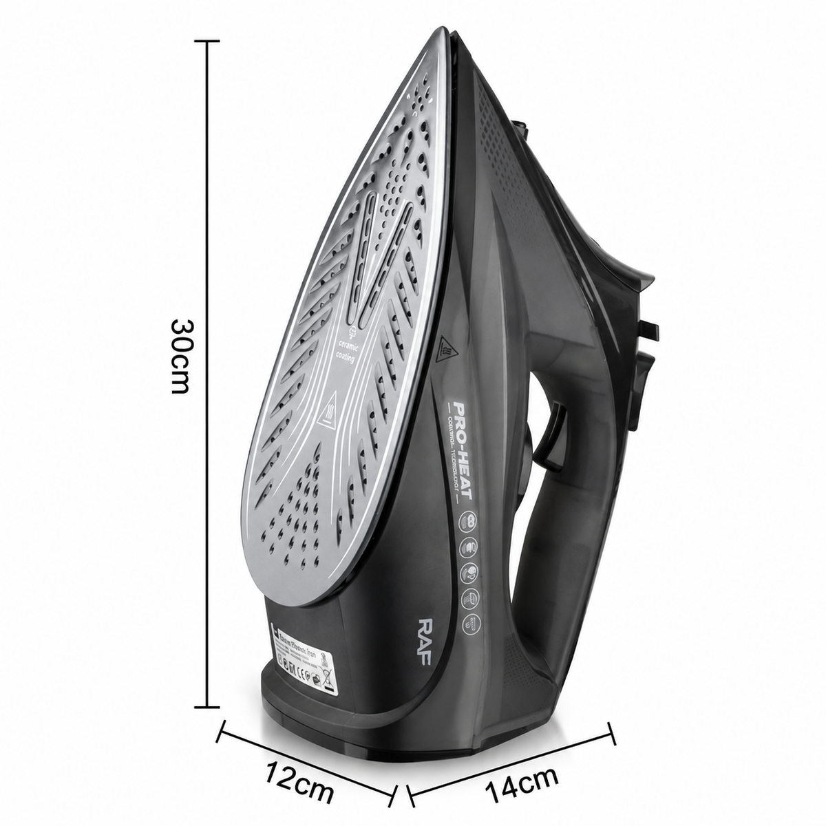 2200W Handheld Electric Steam Iron with Ceramic Soleplate, Continuous Steam and Vertical Ironing for Home Clothes Wrinkles (Cyan)