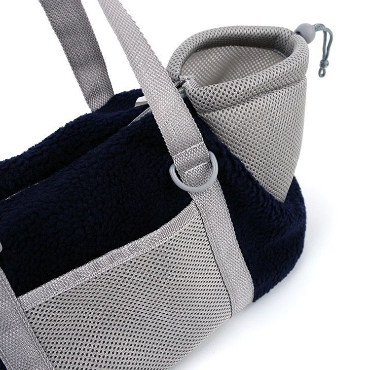 Cozy Winter Pet Carrier for Small Dogs and Cats — Warm Fleece-Lined Travel Bag with Breathable Mesh, Adjustable Shoulder Strap, and Foldable Design for Easy Handheld or Crossbody Use on Daily Outings and Trips (DarkBlue)