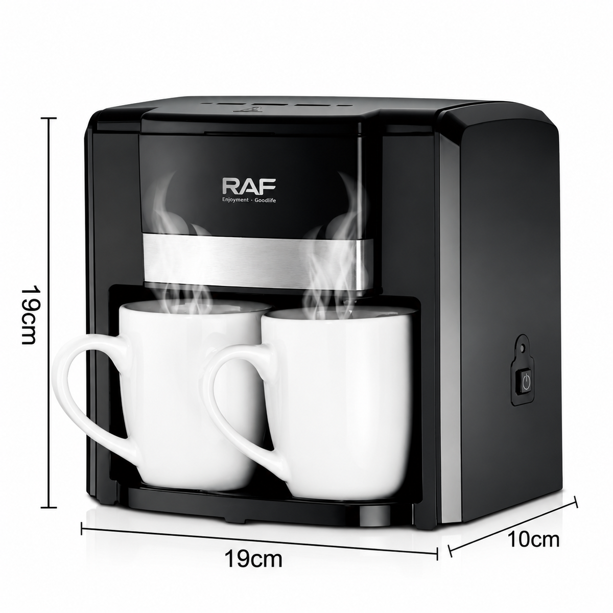 Dual Extraction Coffee Machine with Two Ceramic Cups, 650W Compact Espresso Maker for Home and Small Office, Easy to Clean, Makes Latte, Cappuccino, Macchiato and More (Black)