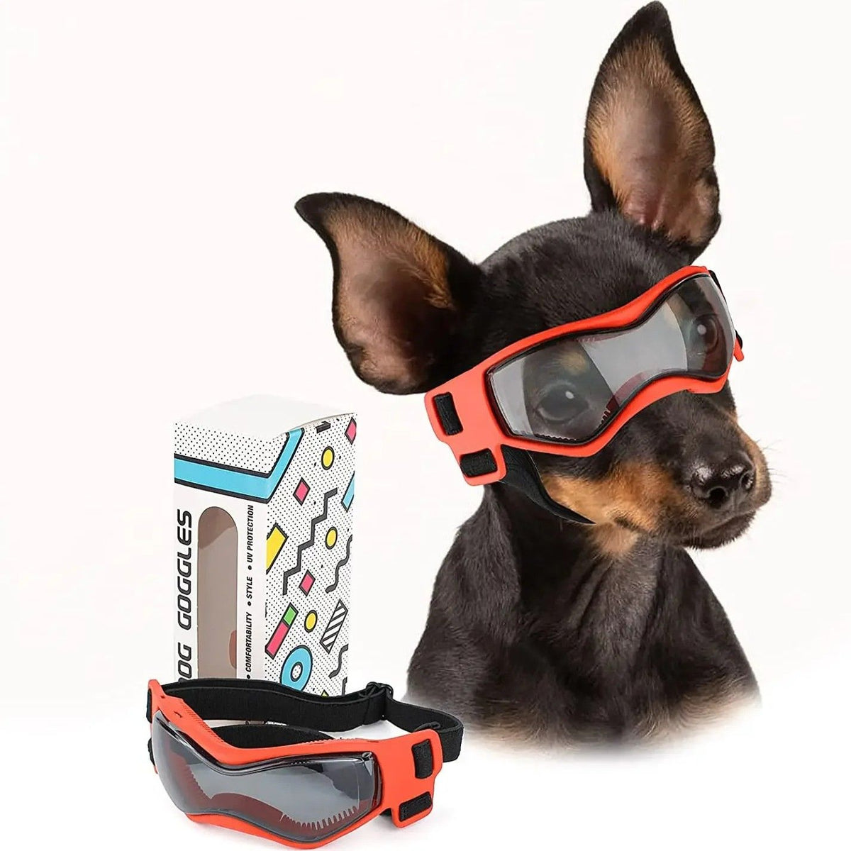 Pet Sunglasses with UV Protection Soft TPU Frame Adjustable Headband Dog Goggles Cat Sunglasses for Outdoor Travel Car Rides Eye Protection (XS, Rose)