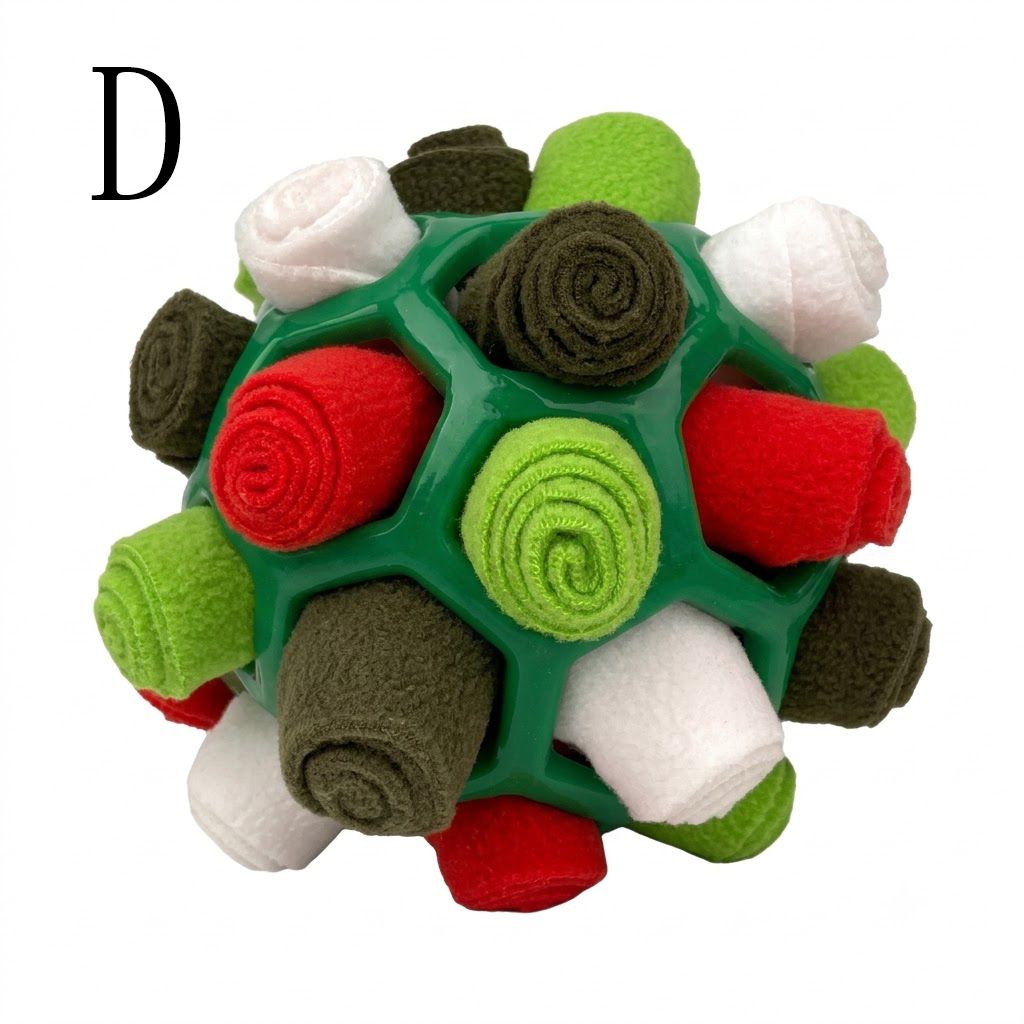 Interactive Snuffle Ball Dog Toy for Mental Stimulation and Foraging – Plush Fabric Strips in a Durable Hollow Ball for Hiding Treats, Encouraging Natural Sniffing Instincts, and Keeping Your Pup Busy (E)