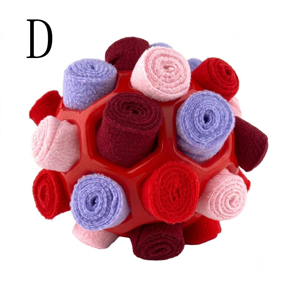 Interactive Snuffle Ball Dog Toy for Mental Stimulation and Foraging – Plush Fabric Strips in a Durable Hollow Ball for Hiding Treats, Encouraging Natural Sniffing Instincts, and Keeping Your Pup Busy (E)
