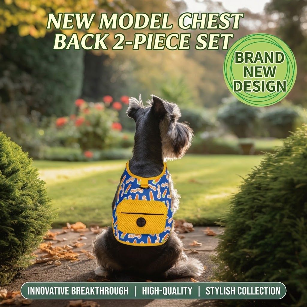 Adventure-Ready Pet Vest Harness with Matching Poop Bag Carrier – Breathable, Adjustable, and Perfect for Daily Walks, Travel, and Outdoor Fun with Your Furry Sidekick (S)